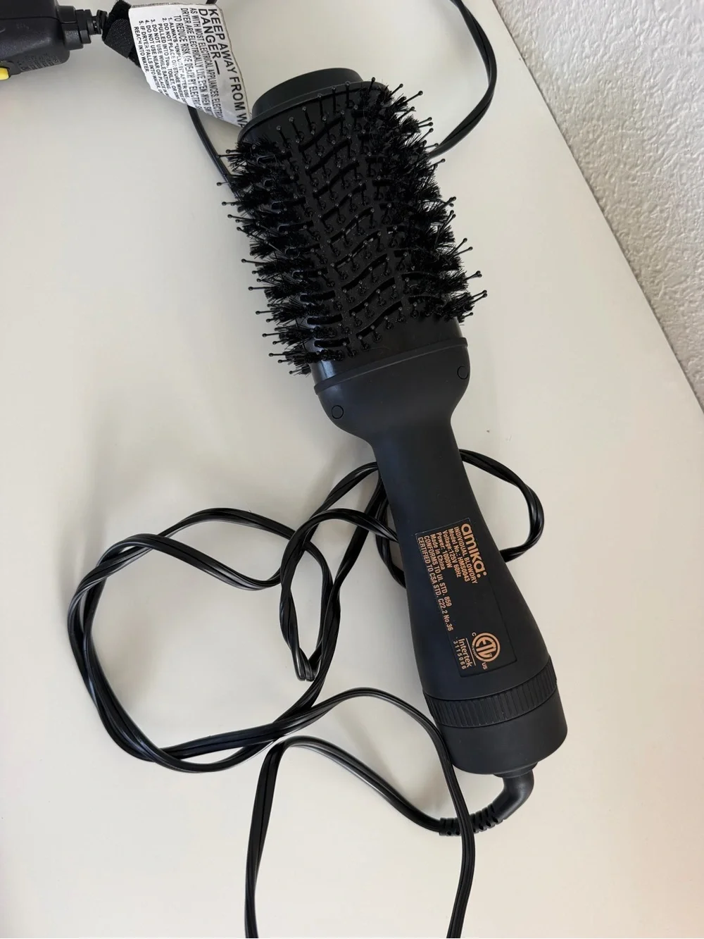 amika Black Hot Air Brush with Orange Logo